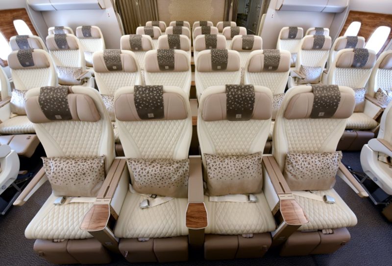 a rows of seats in an airplane