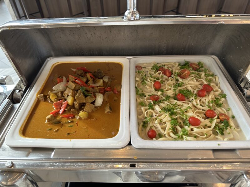 a trays of food in a container